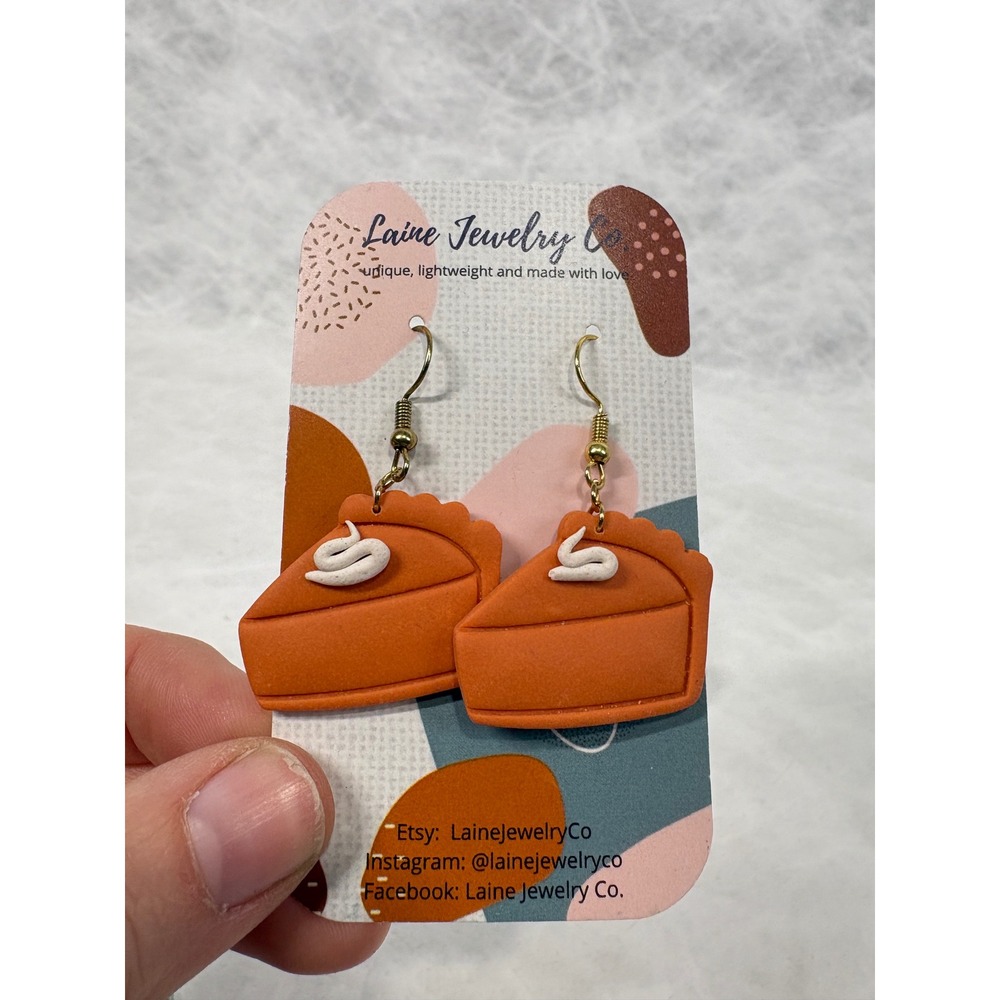 Laine Jewelry‎ Co Pumpkin Pie Polymer Clay Earrings Fall Thanksgiving Dangle